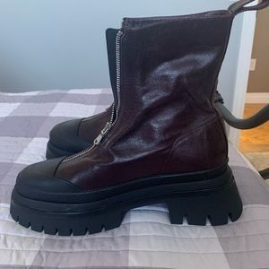 Zara leather lug boots